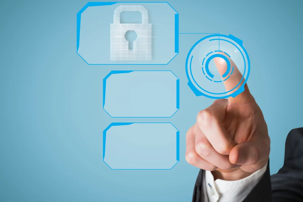 Person interacting with digital security interface